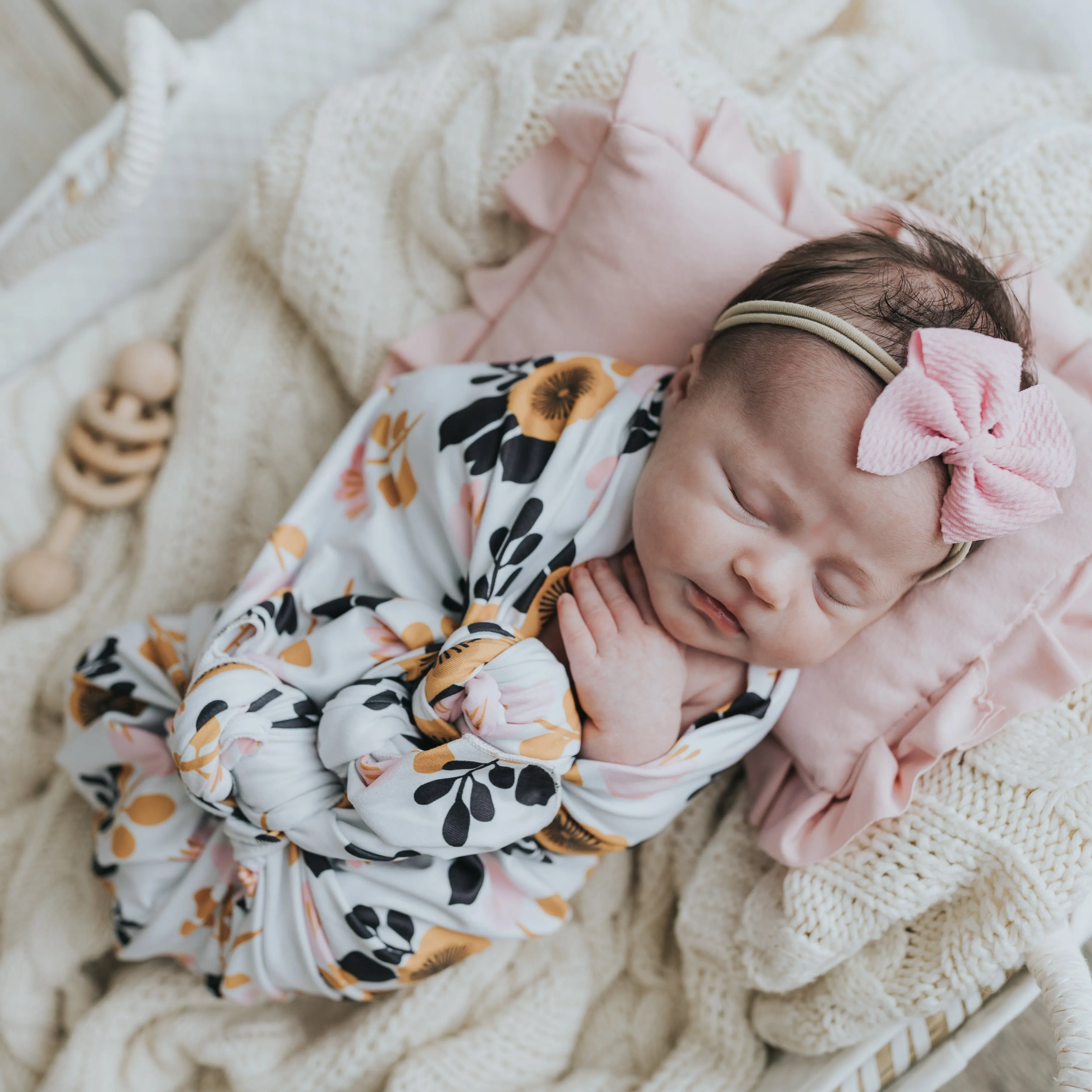 70s Floral Swaddle Blanket Set