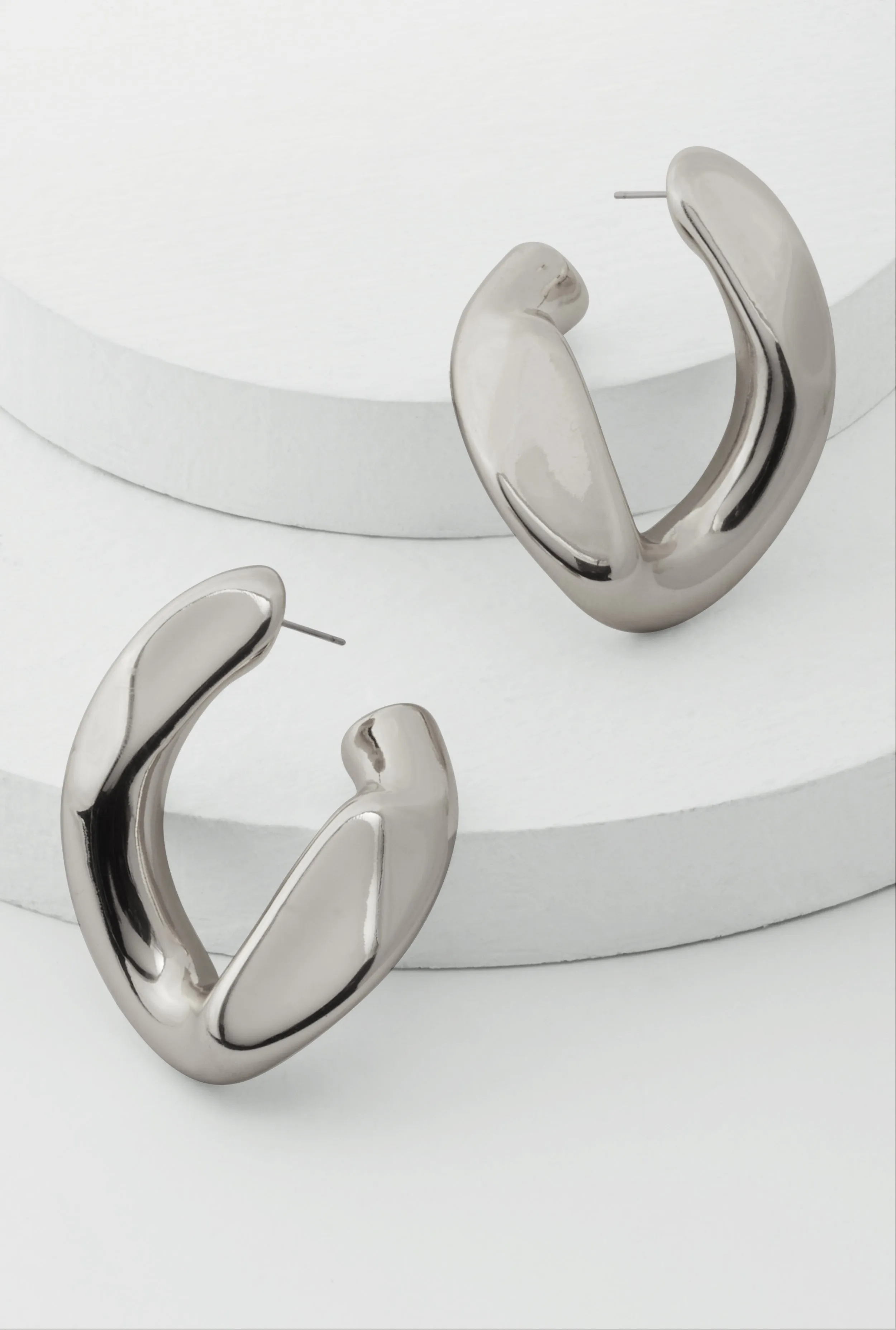 Abstract Chunky Chain Hoop Earrings