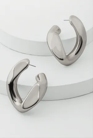 Abstract Chunky Chain Hoop Earrings