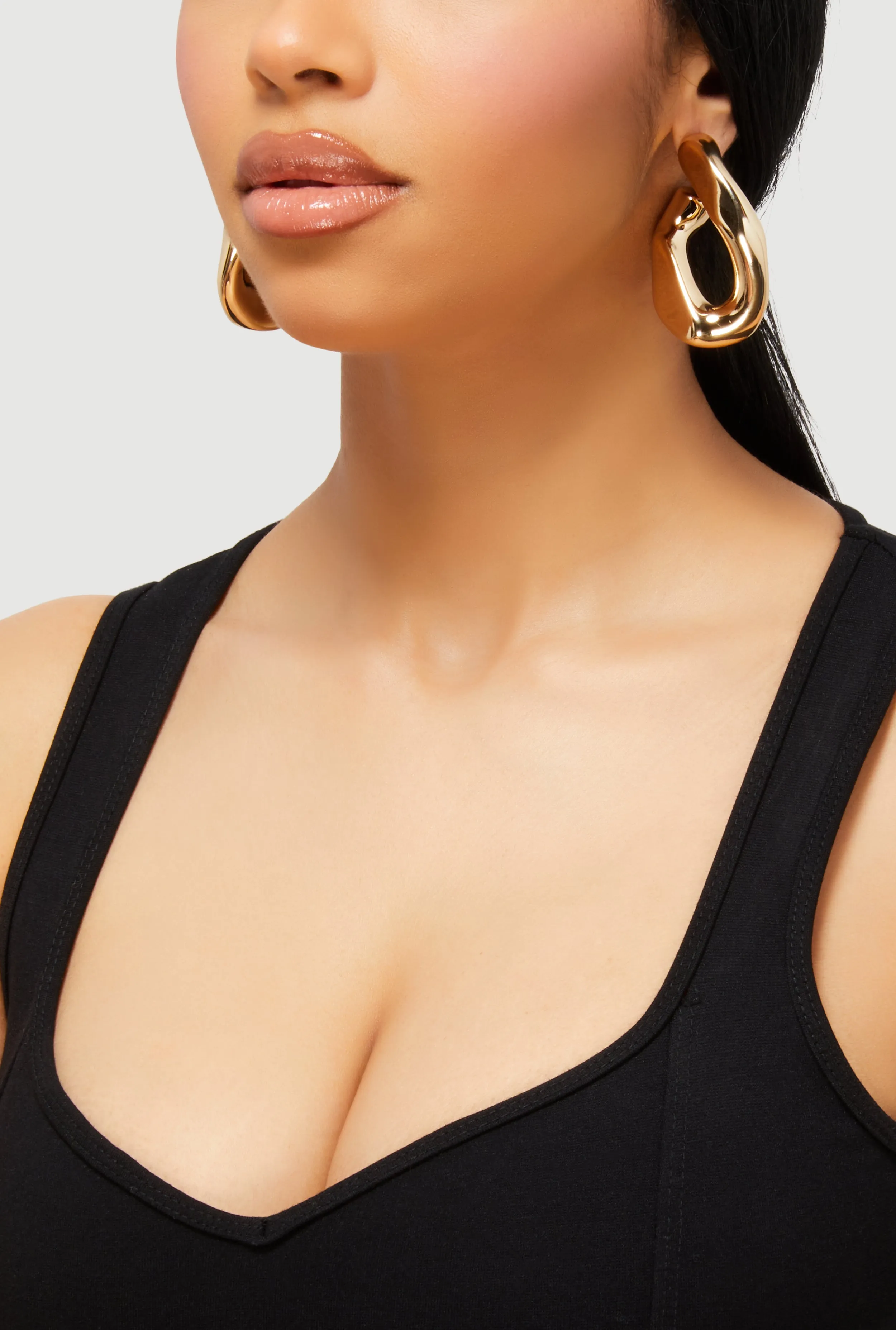 Abstract Chunky Chain Hoop Earrings