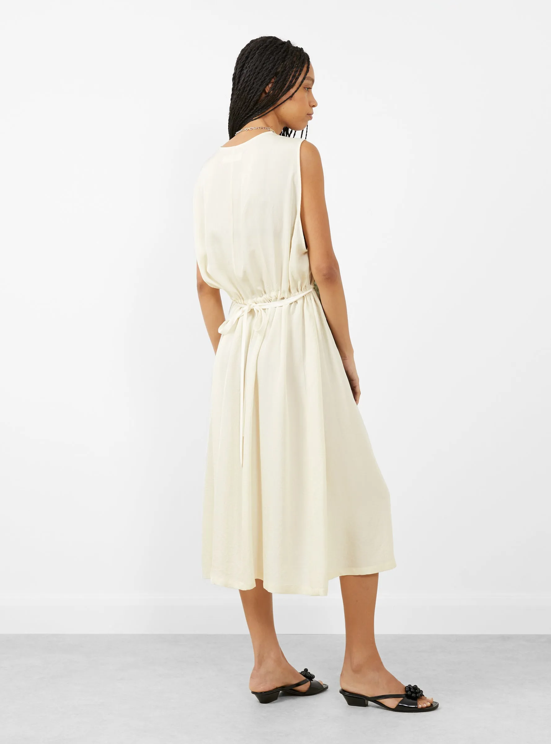 Acetate Twill Lace Dress Off White