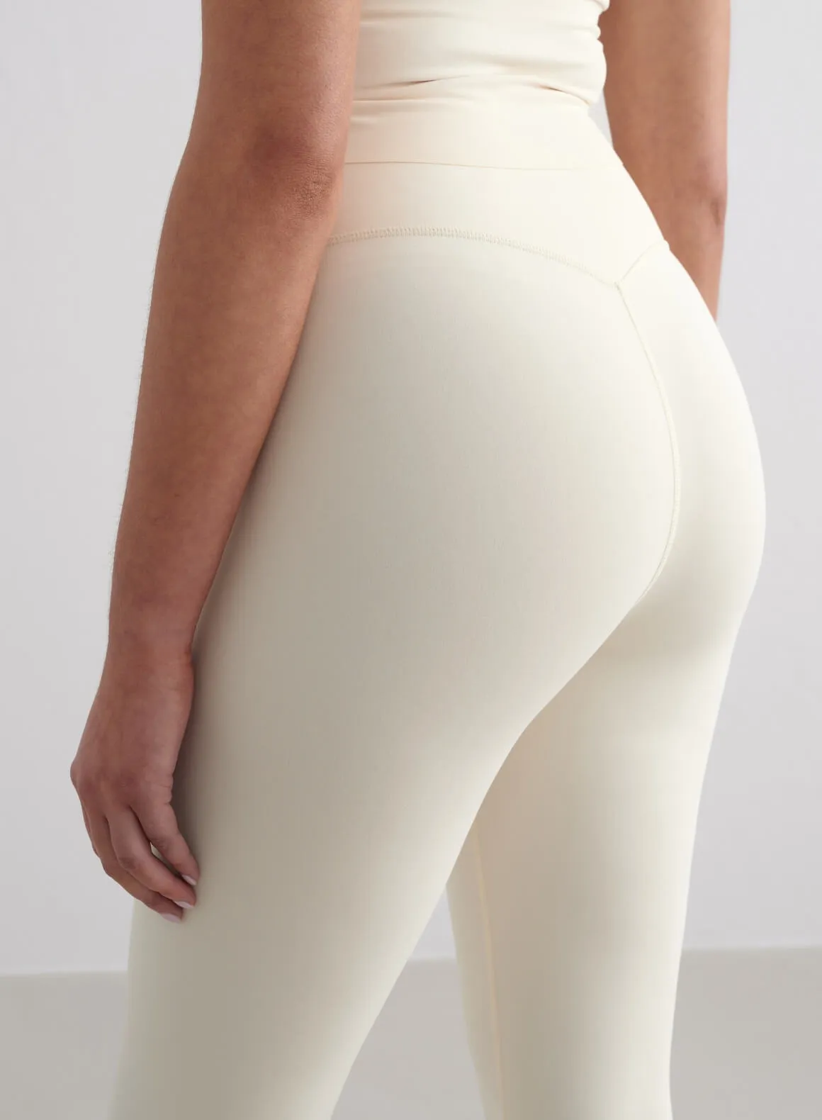 Almond White Sense Tights & Halter Bralette Set