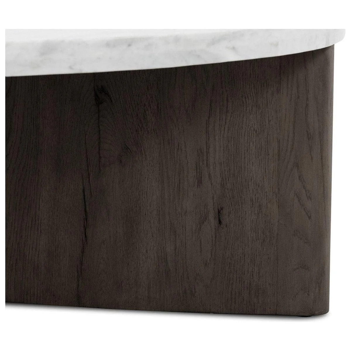 Amadis Coffee Table - Italian White Marble w/ Smoked Black Base