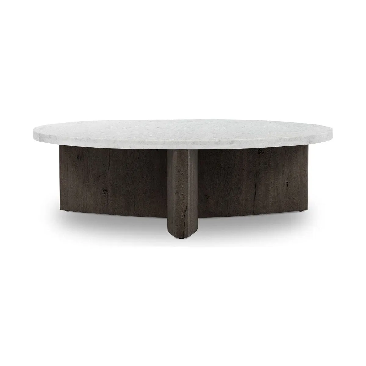 Amadis Coffee Table - Italian White Marble w/ Smoked Black Base