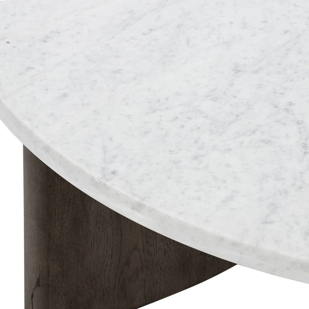 Amadis Coffee Table - Italian White Marble w/ Smoked Black Base