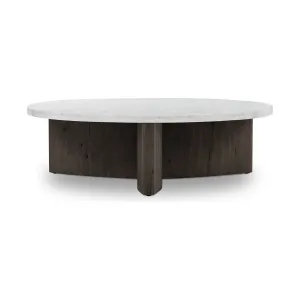 Amadis Coffee Table - Italian White Marble w/ Smoked Black Base