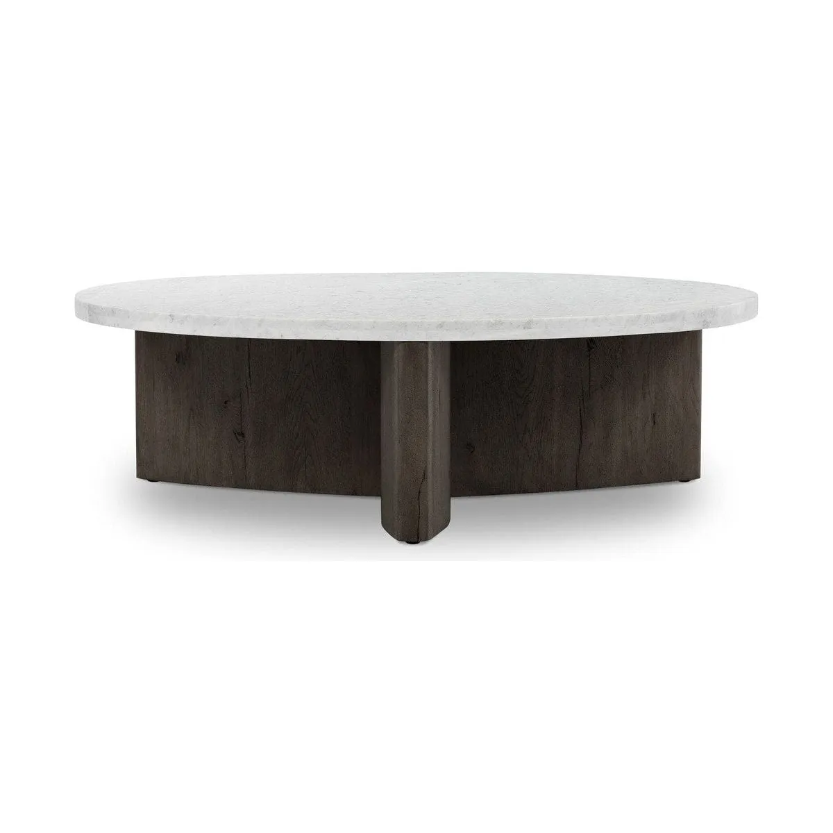 Amadis Coffee Table - Italian White Marble w/ Smoked Black Base