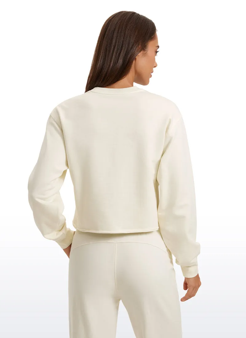 Amenity Double Raw Hem Sweatshirts Crew Neck