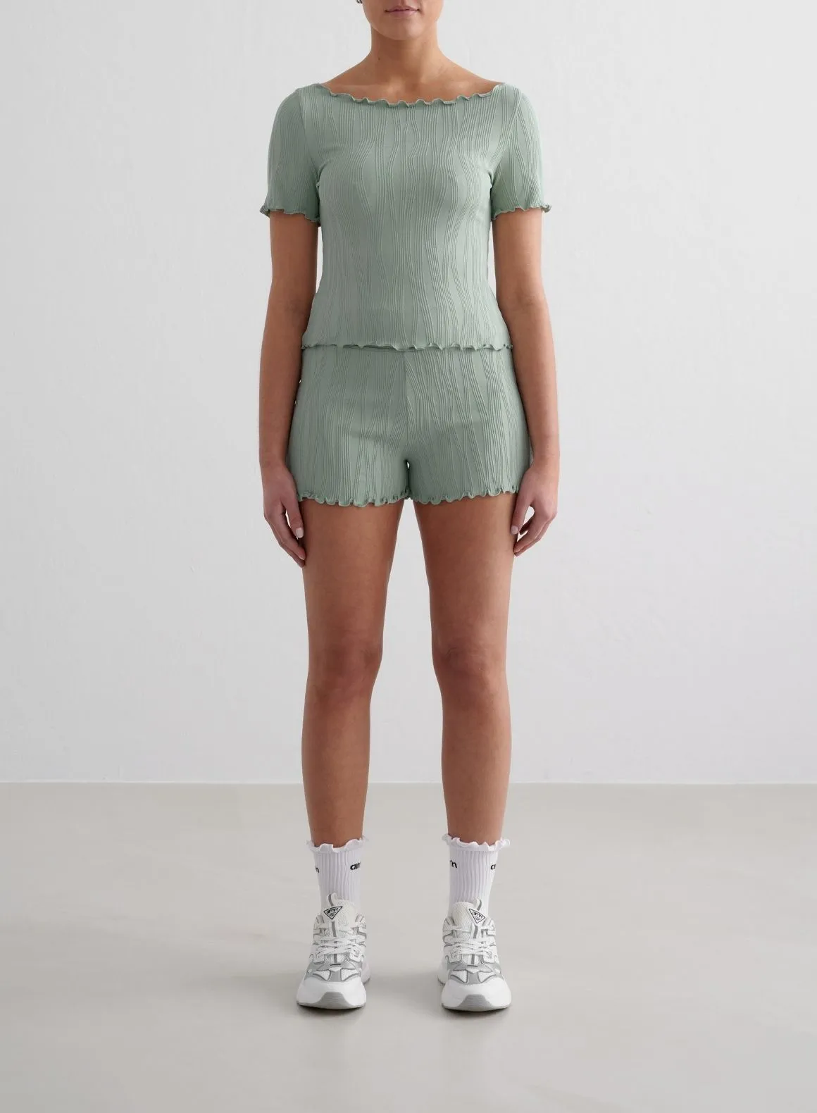Aqua Tulip Short Sleeve Top