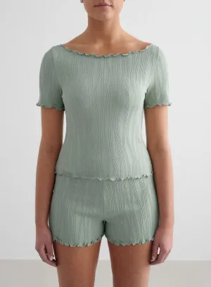 Aqua Tulip Short Sleeve Top