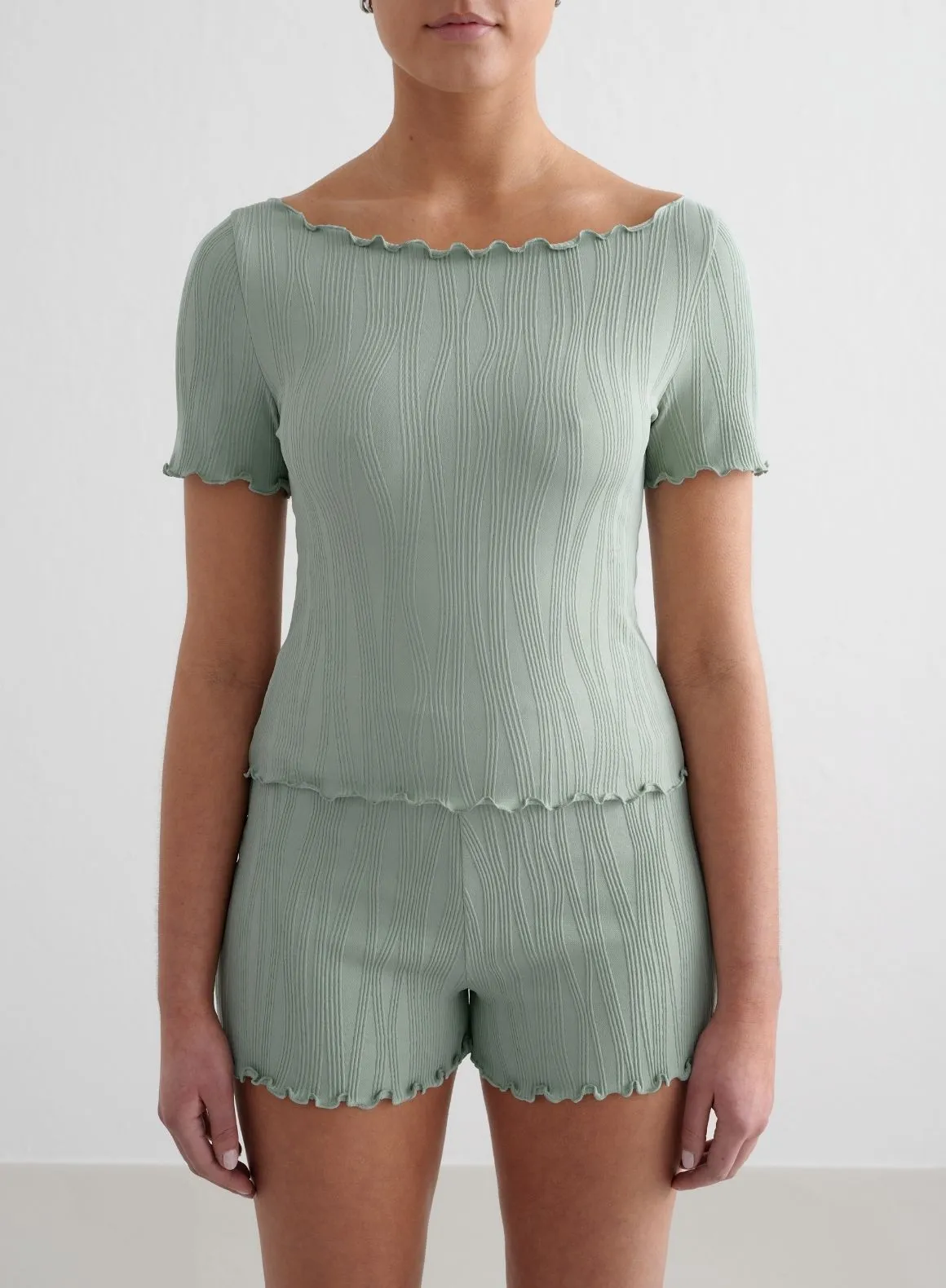 Aqua Tulip Short Sleeve Top