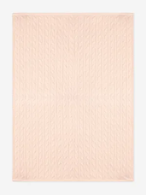 Baby Girls Cotton Cable Knit Blanket in Pink (101cm)