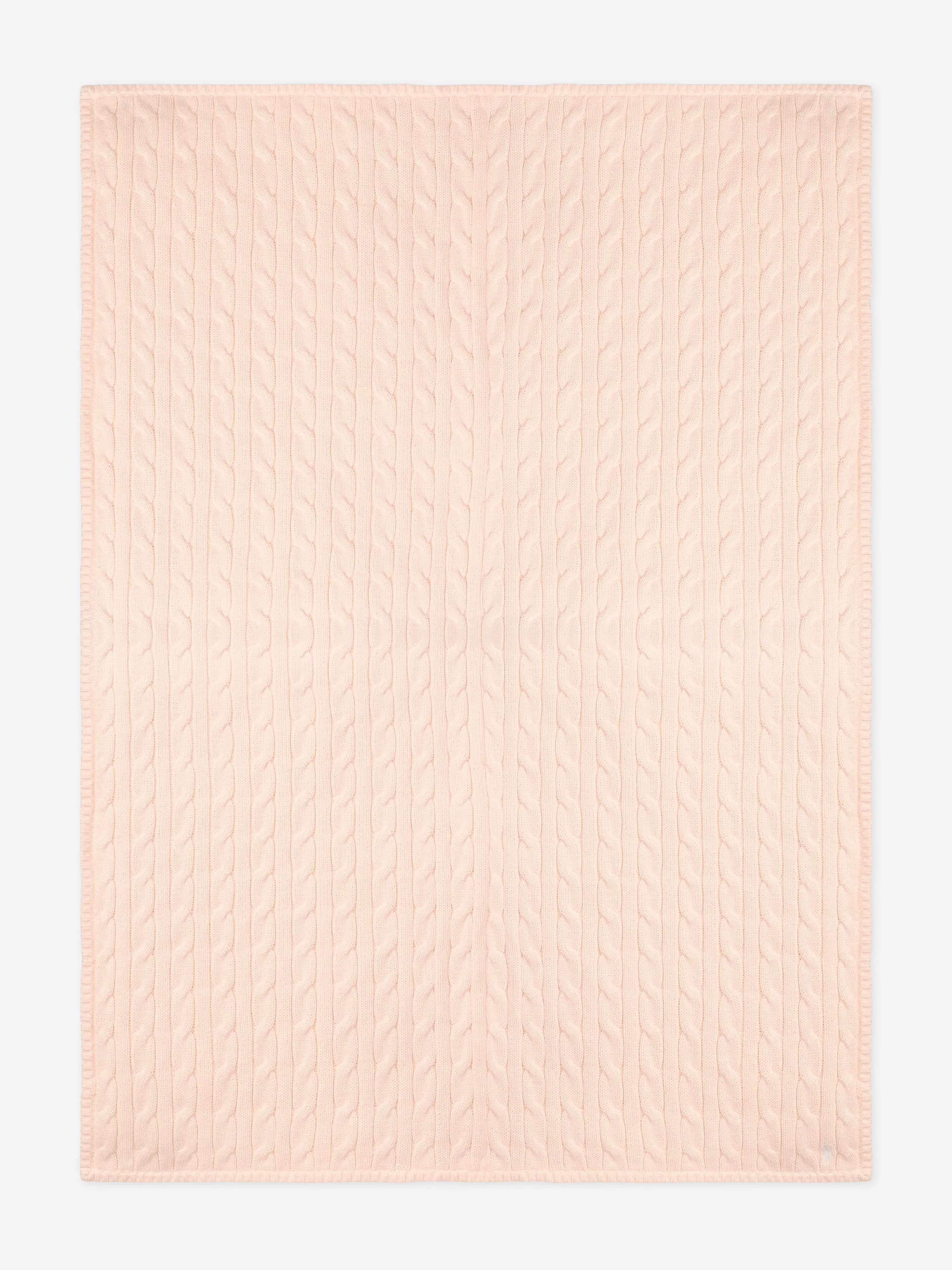Baby Girls Cotton Cable Knit Blanket in Pink (101cm)