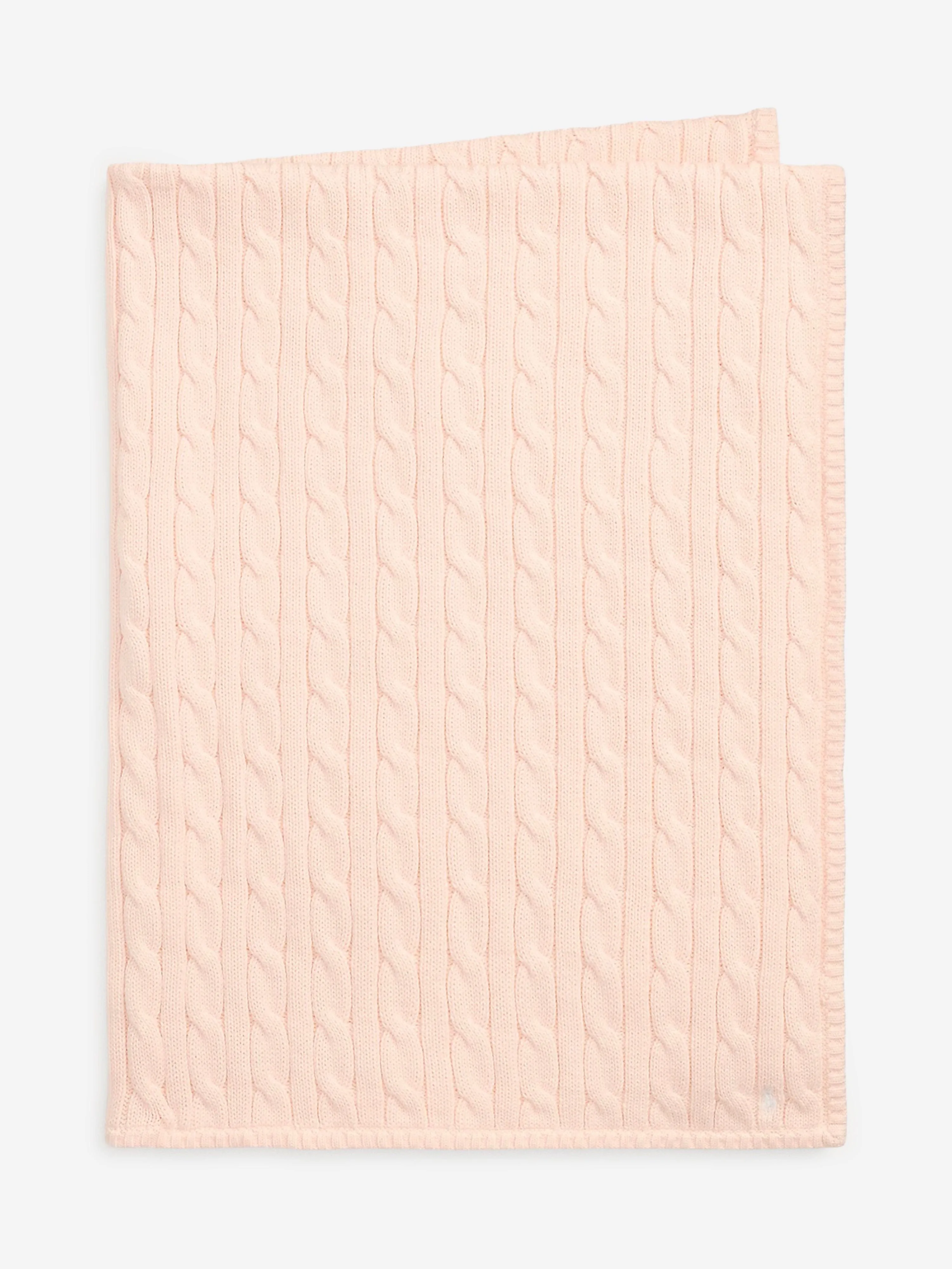 Baby Girls Cotton Cable Knit Blanket in Pink (101cm)