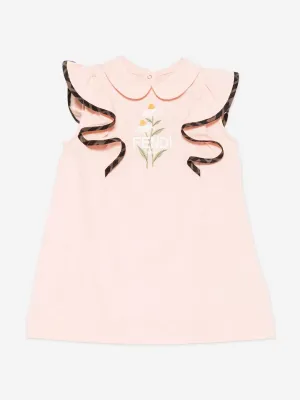 Baby Girls Flower Ruffle Dress in Pink
