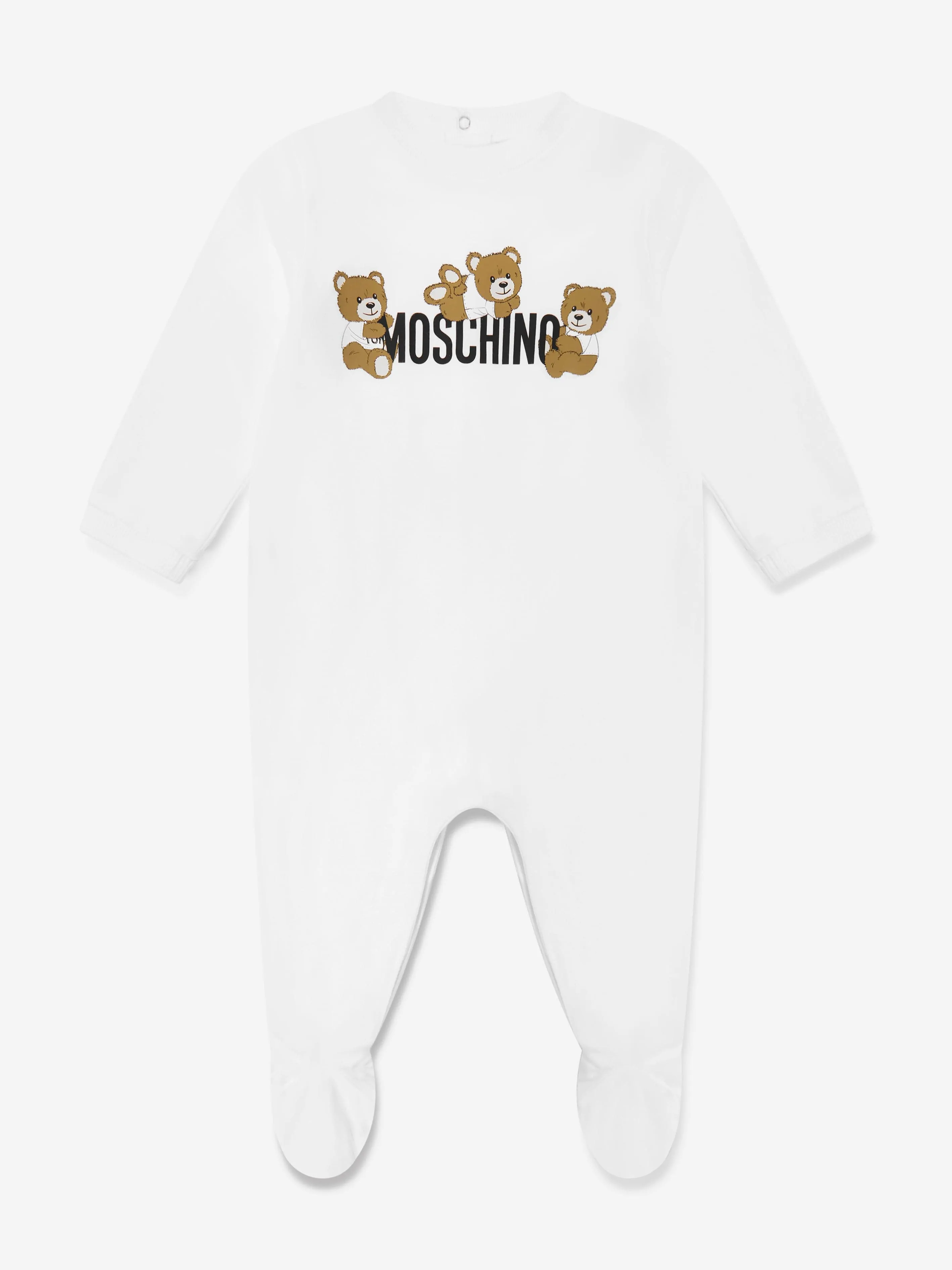 Baby Teddy Bear Logo Babygrow Set in White