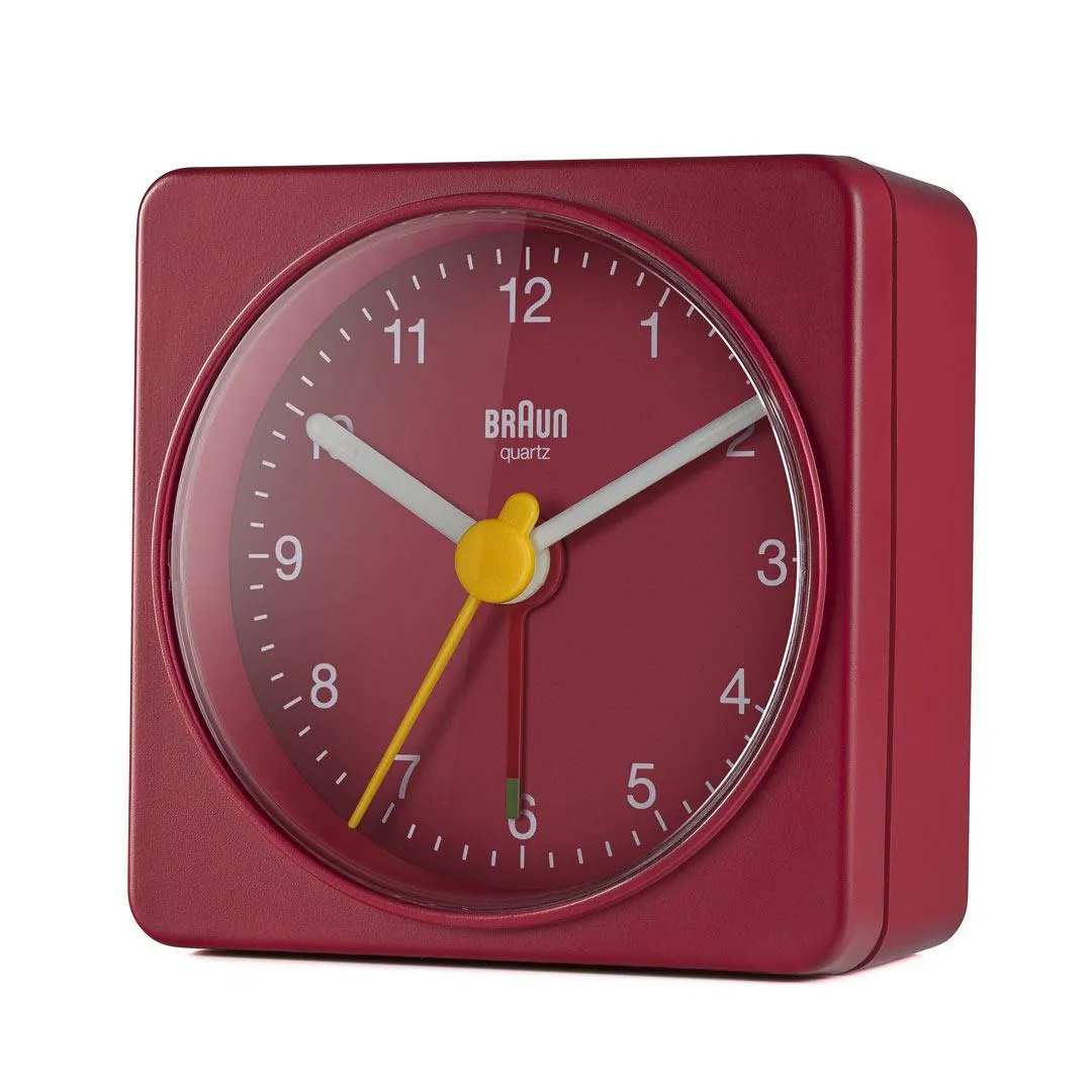 BC02 Braun classic travel analogue alarm clock - red