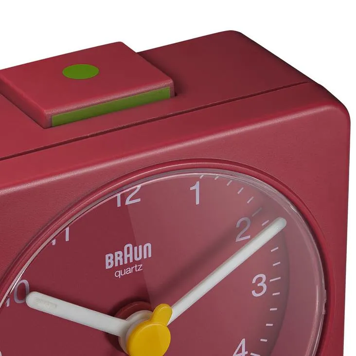 BC02 Braun classic travel analogue alarm clock - red