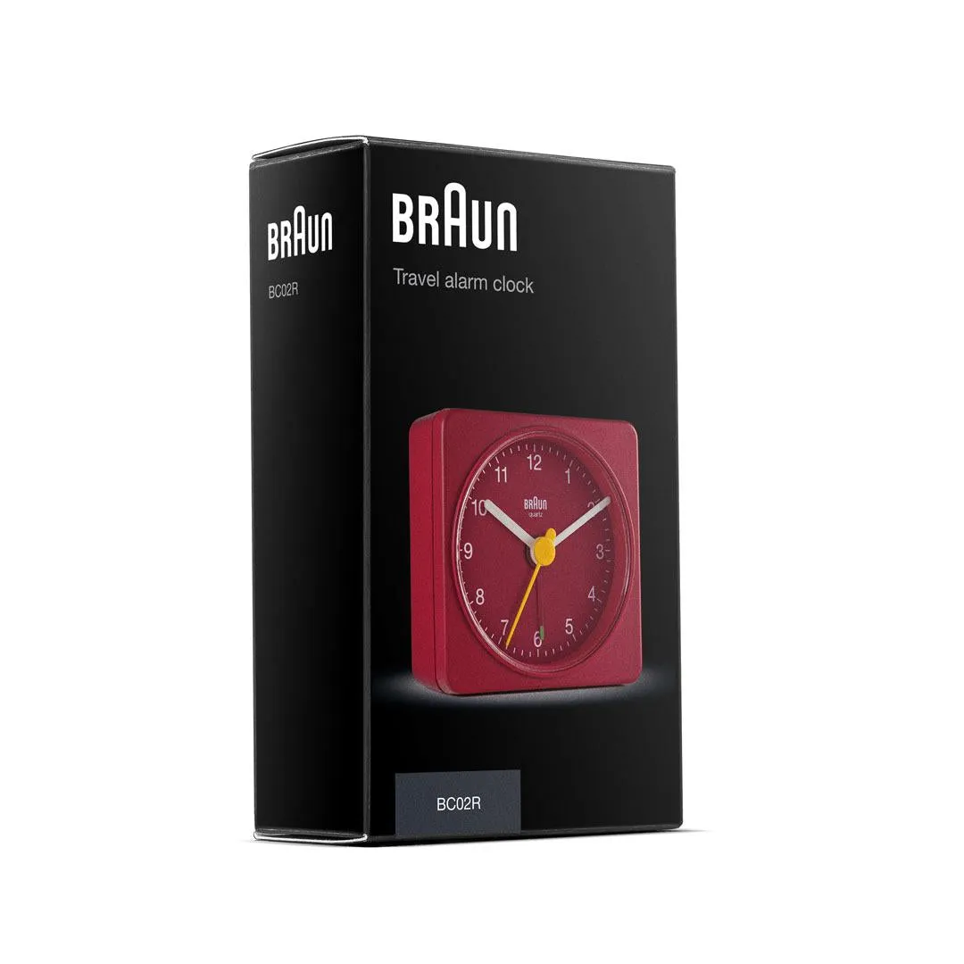 BC02 Braun classic travel analogue alarm clock - red