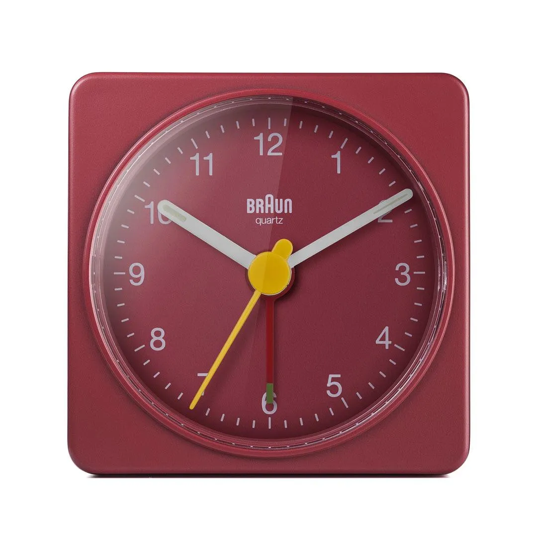 BC02 Braun classic travel analogue alarm clock - red