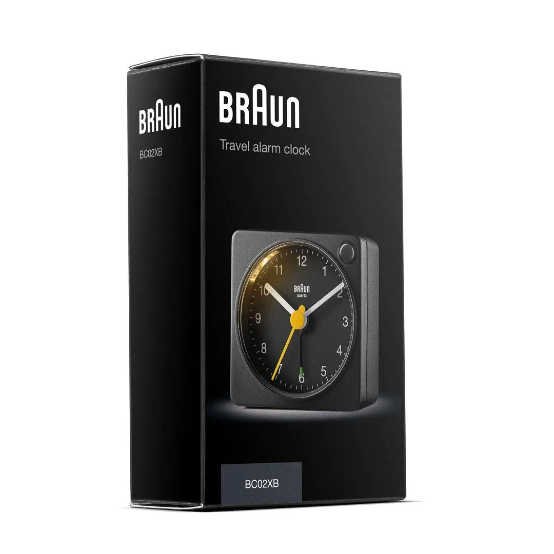 BC02X Braun classic analogue travel alarm clock - black