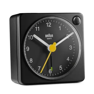 BC02X Braun classic analogue travel alarm clock - black