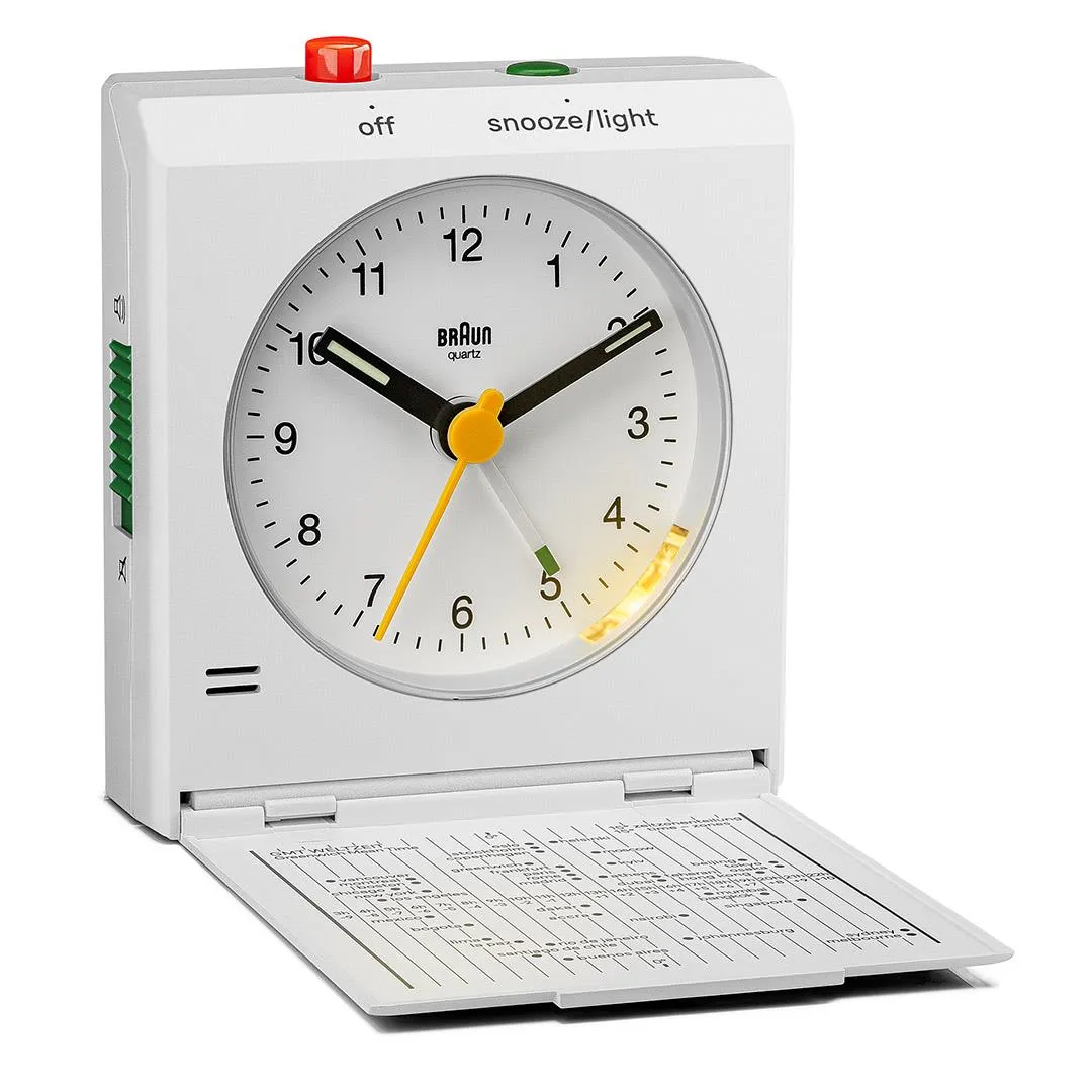 BC05 Braun travel analogue alarm clock- white