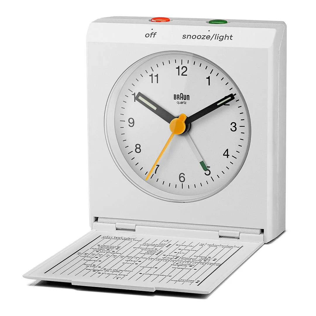 BC05 Braun travel analogue alarm clock- white