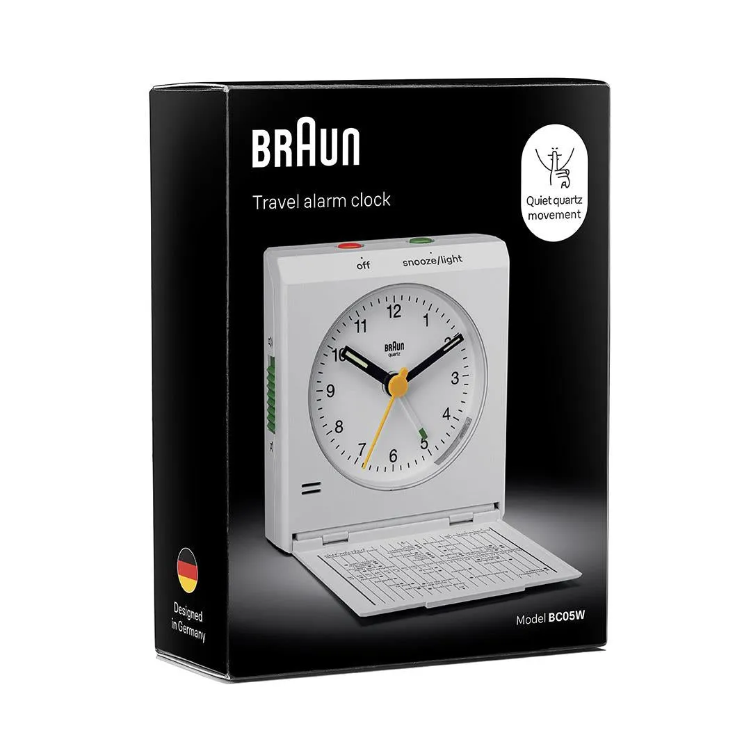 BC05 Braun travel analogue alarm clock- white