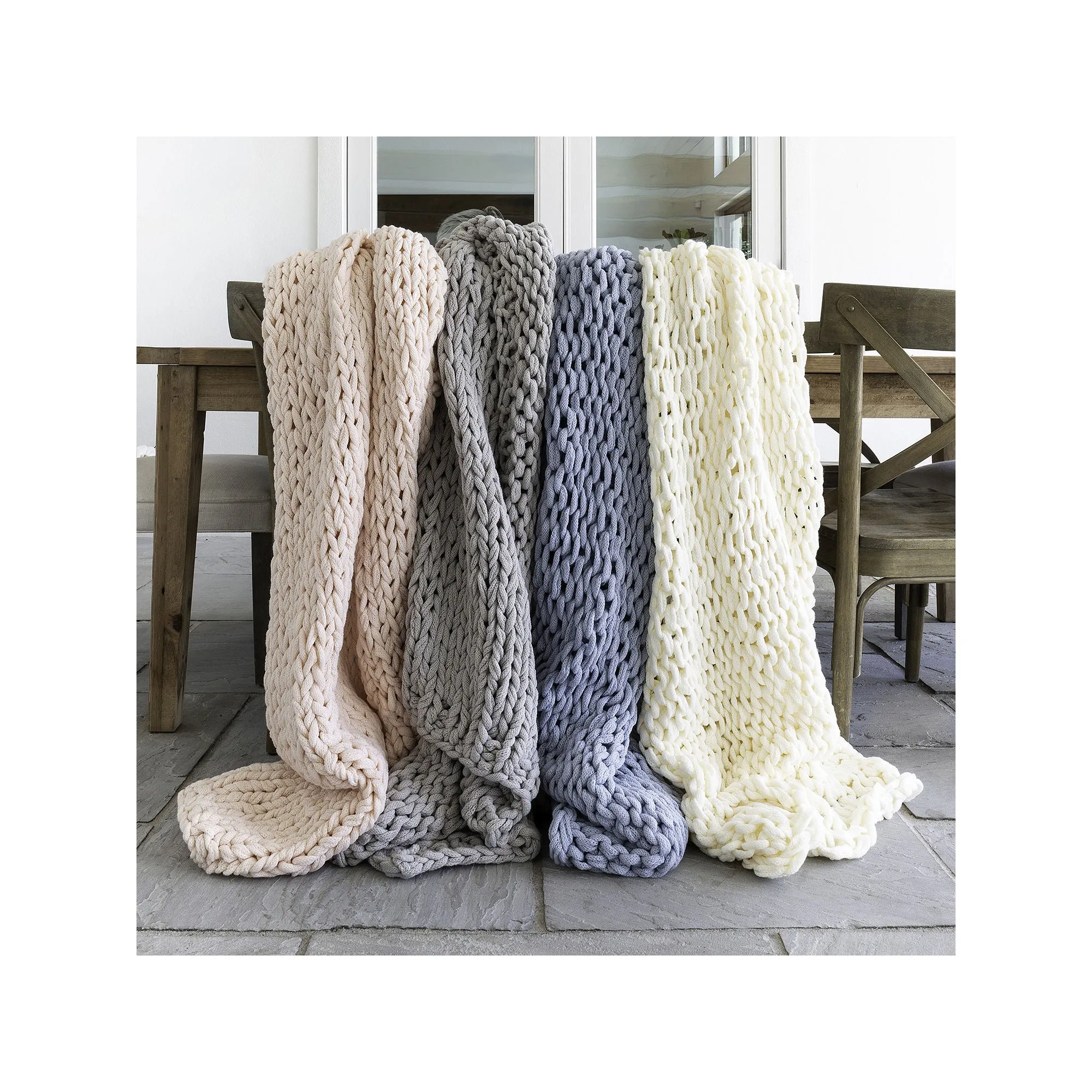 Becky Cameron IEH-THROW-CHKN-BLUSH Blush Chunky Knit Acrylic Throw Blanket, Blush