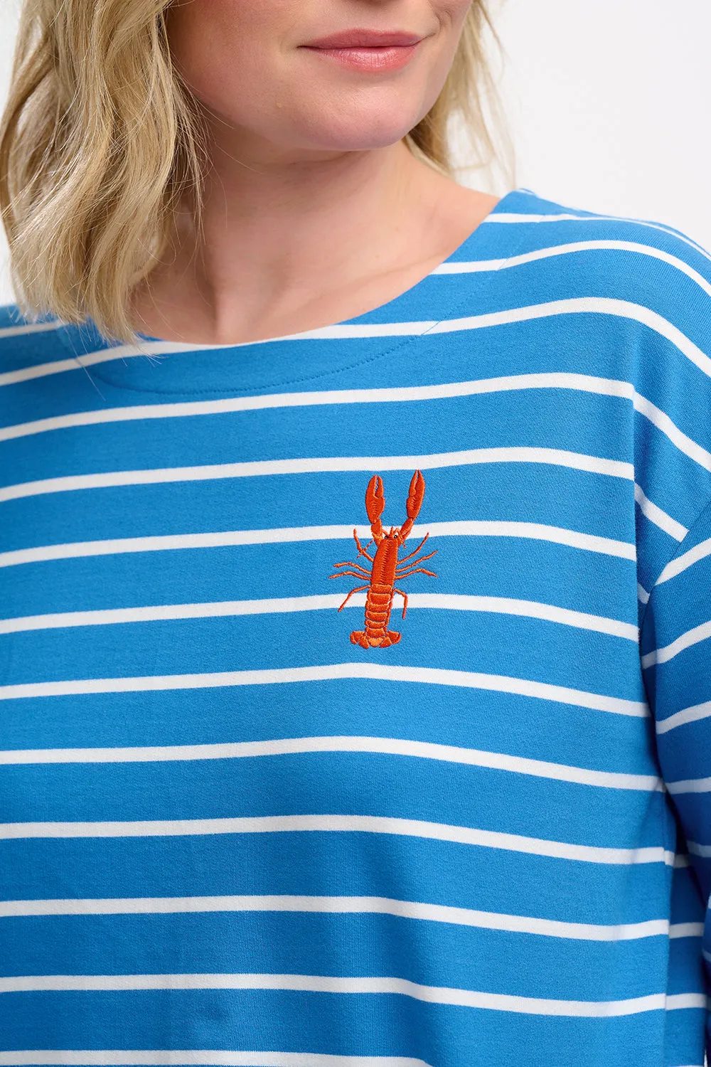 Billie Breton Top - French Blue. Lobster Stripe
