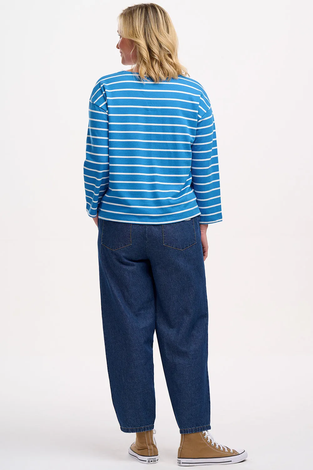 Billie Breton Top - French Blue. Lobster Stripe