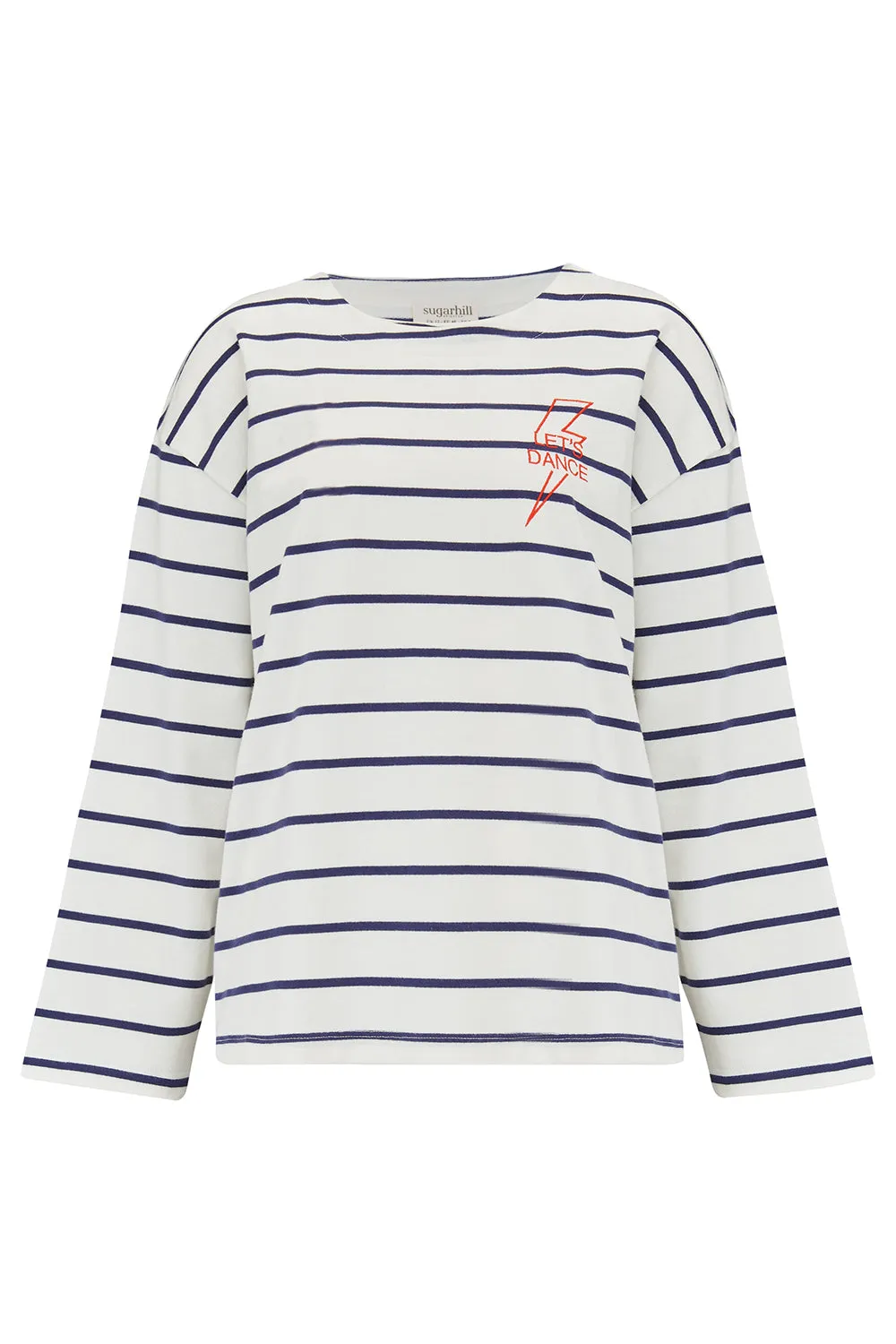 Billie Breton Top - Off White/Navy. Let's Dance
