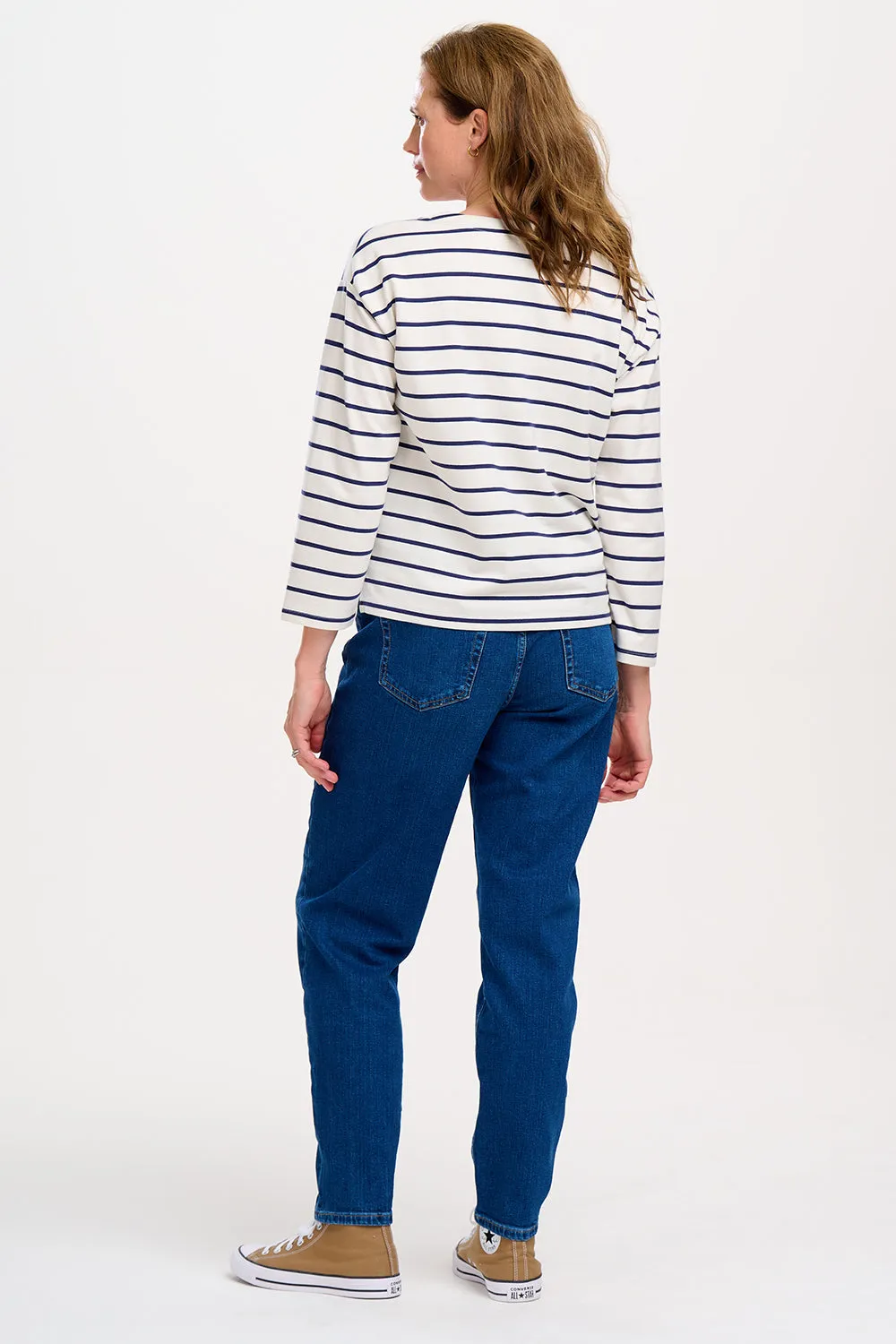 Billie Breton Top - Off White/Navy. Let's Dance
