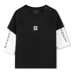 Black Layered Long Sleeve Logo T-Shirt