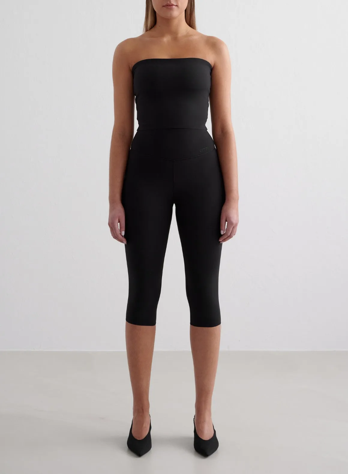 Black Sense Capri Tights & Tube Bralette Set