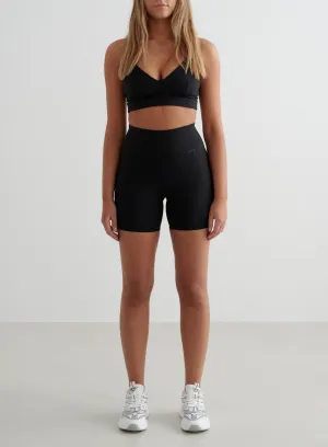 Black Sense Midi Biker Shorts & Strap Bra Set