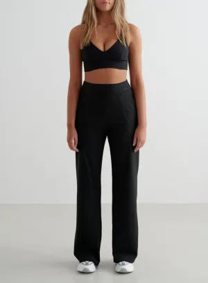 Black Sense Wide Pants & Strap Bra Set