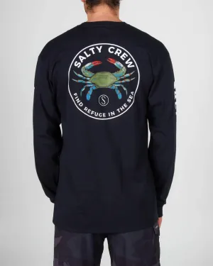 Blue Crabber Premium L/S Tee - Black