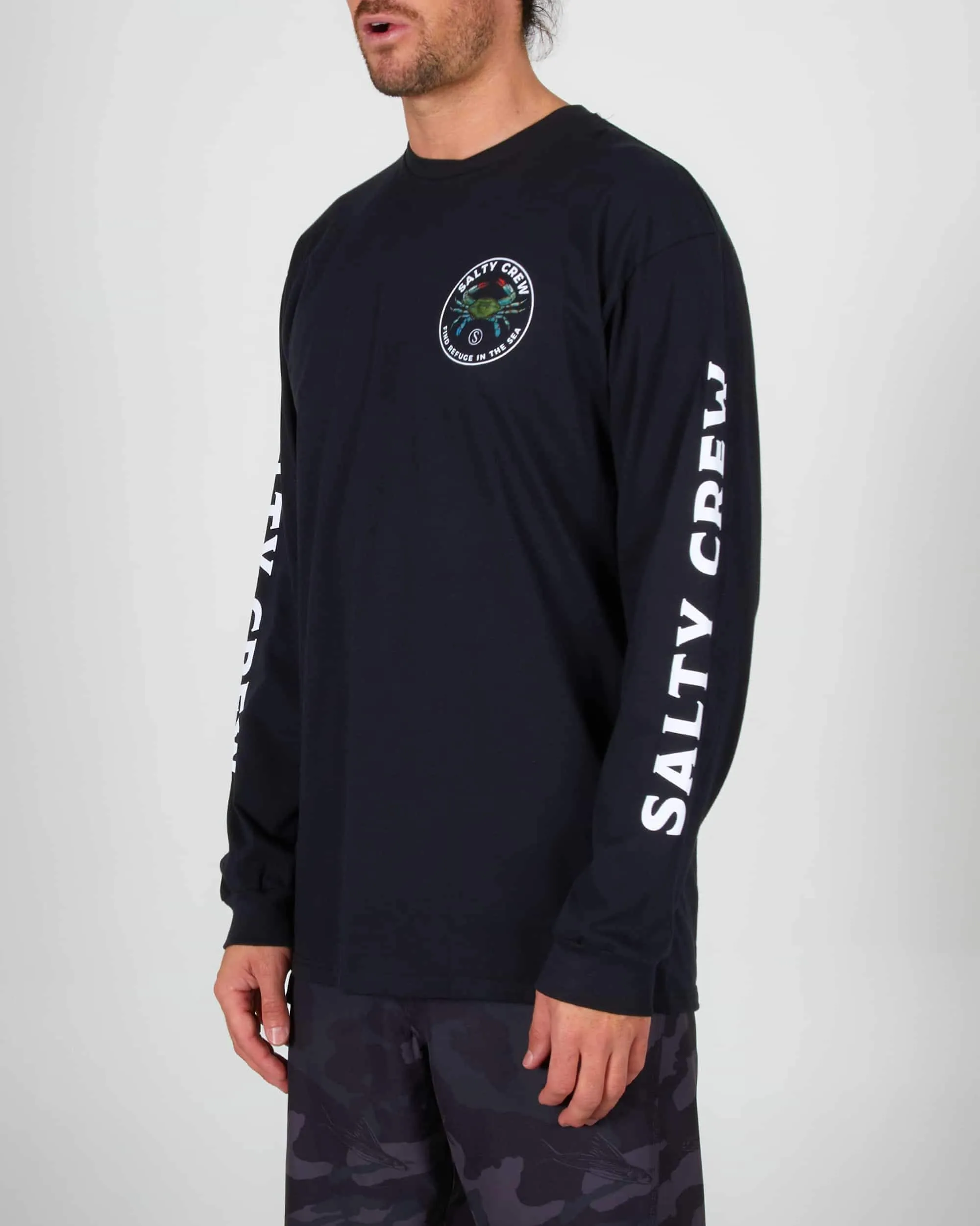 Blue Crabber Premium L/S Tee - Black