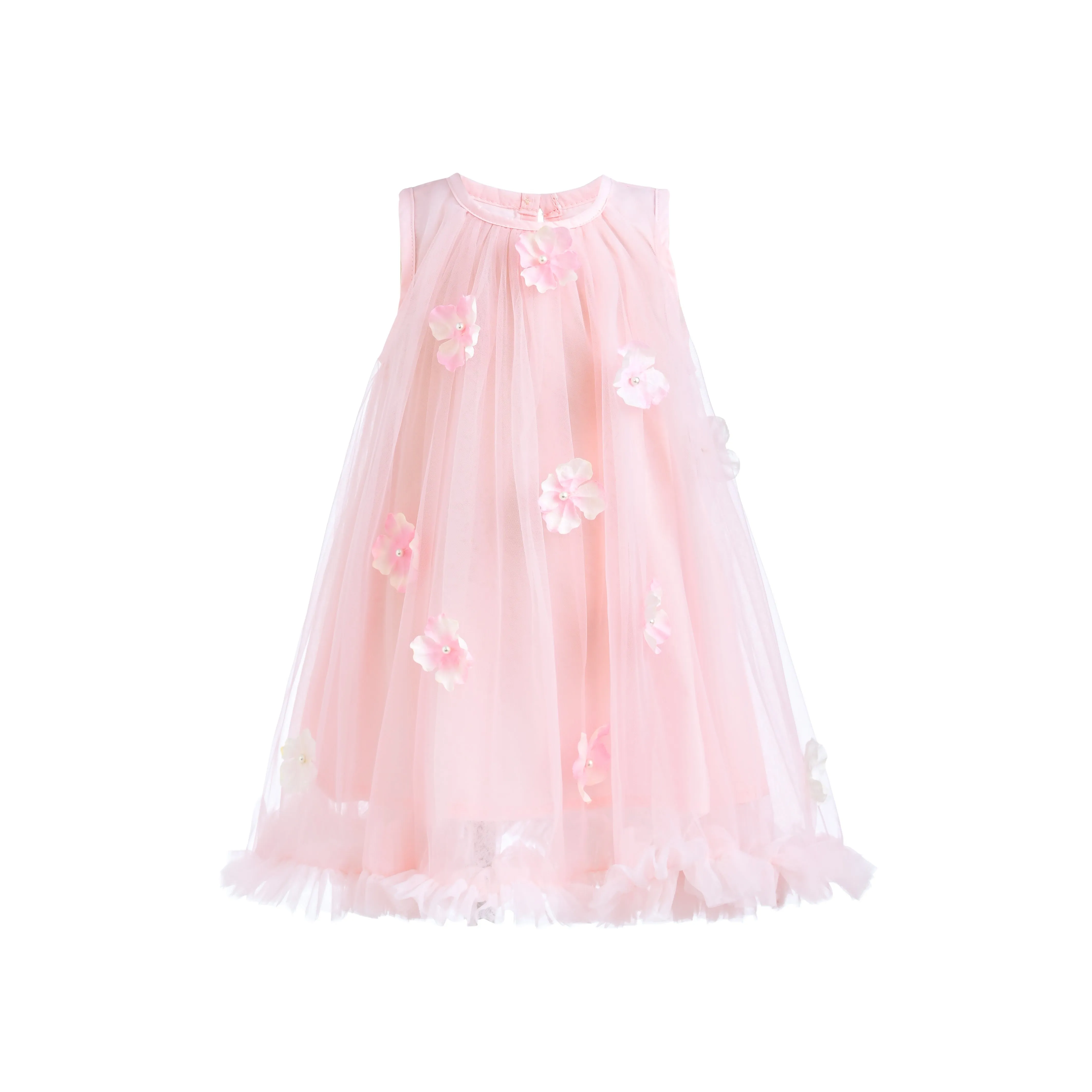 Blush Tulle Layered Floral Dress