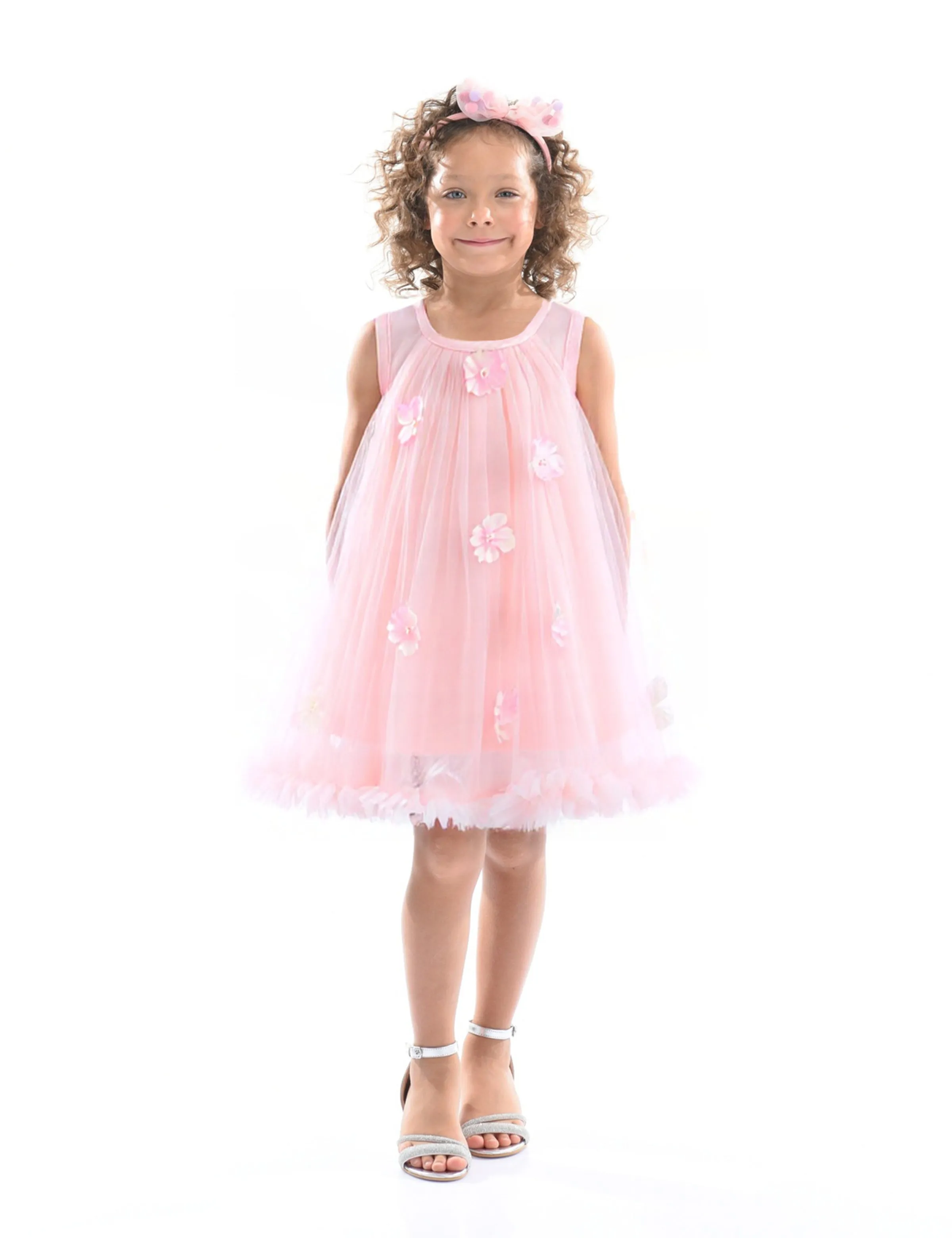 Blush Tulle Layered Floral Dress
