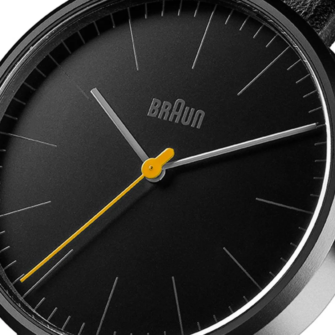BN0172 Braun gents classic watch - black dial and black leather strap