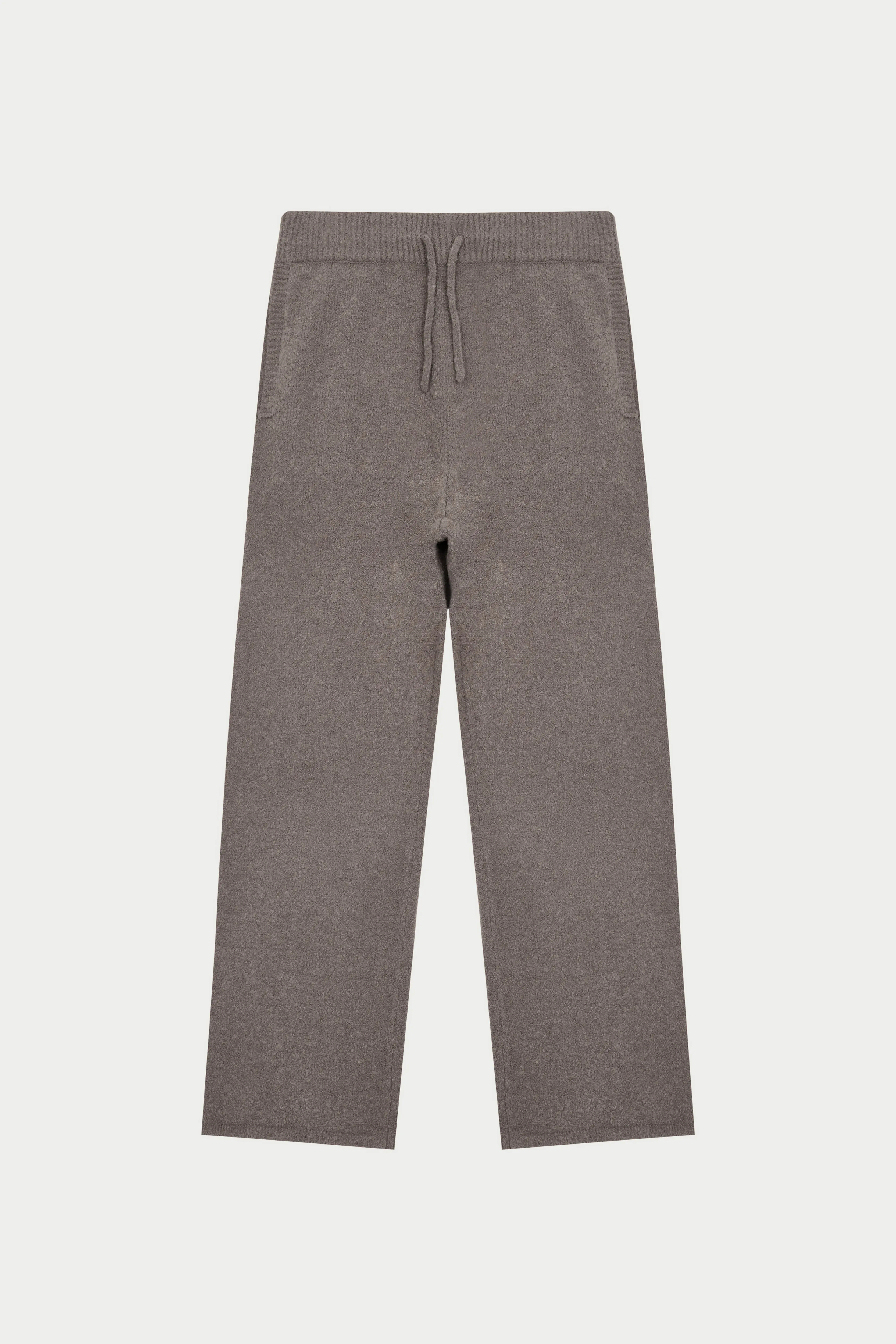 BOUCLE KNIT PANTS - BROWN