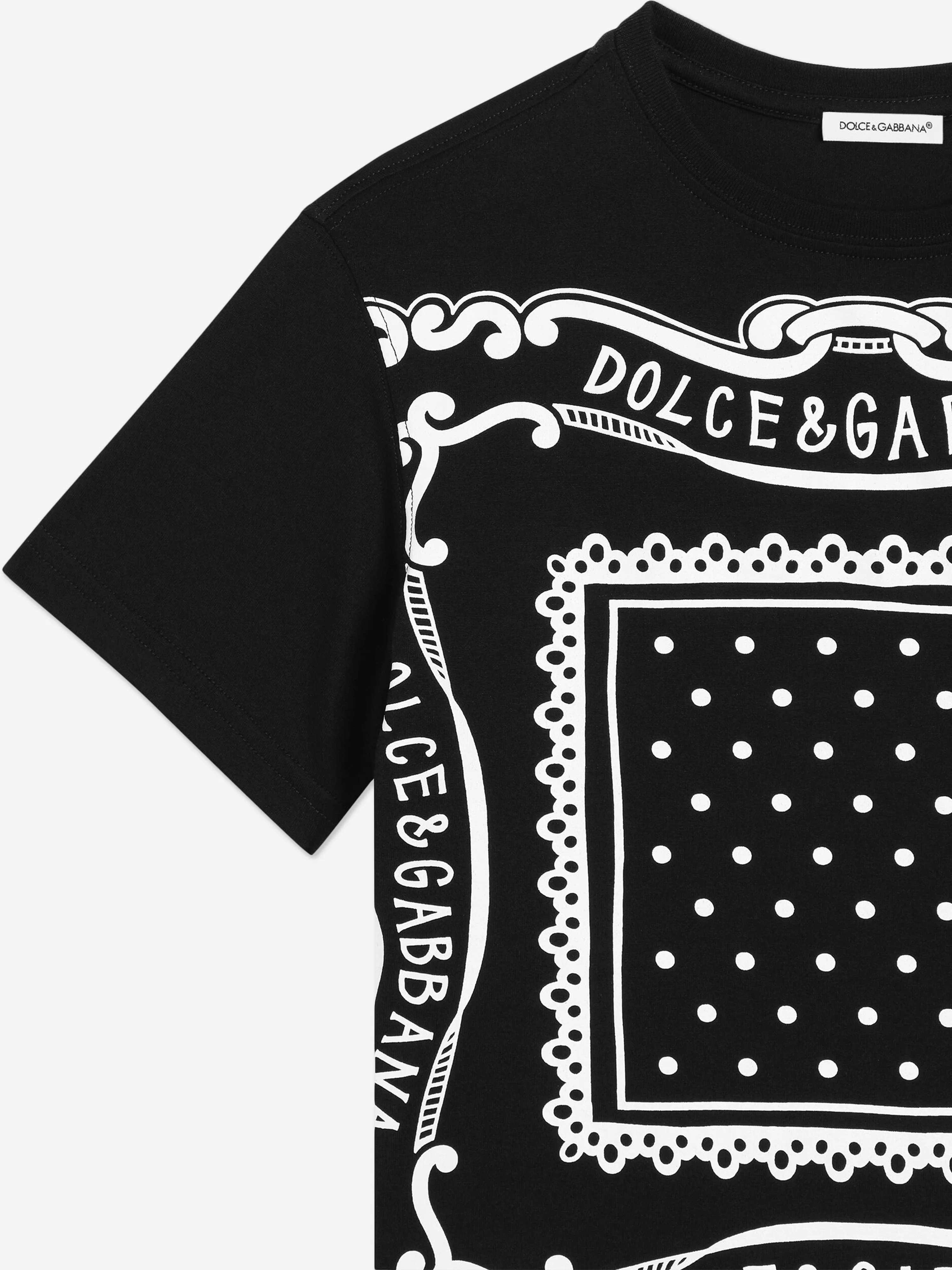 Boys Bandana Print Logo T-Shirt in Black