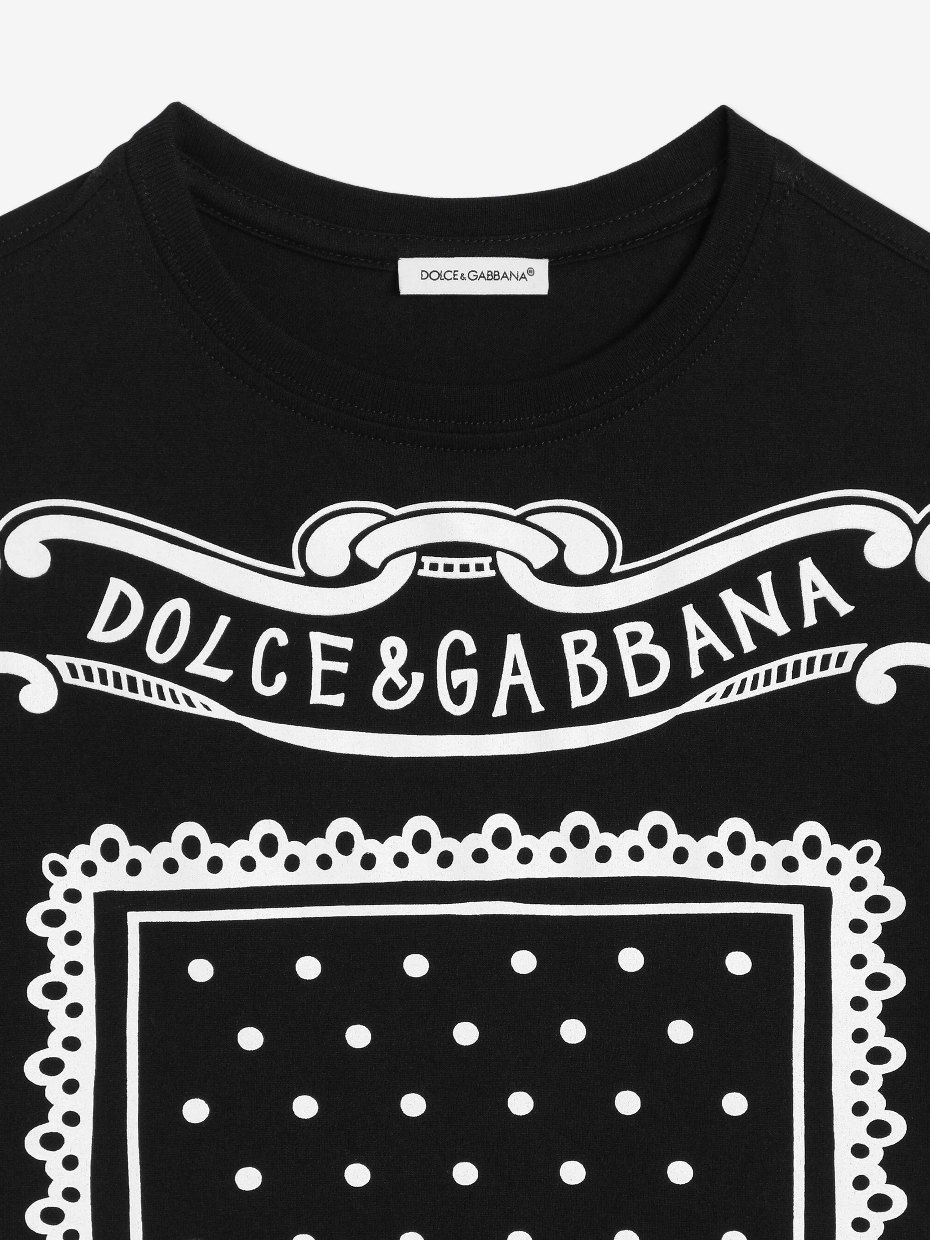 Boys Bandana Print Logo T-Shirt in Black