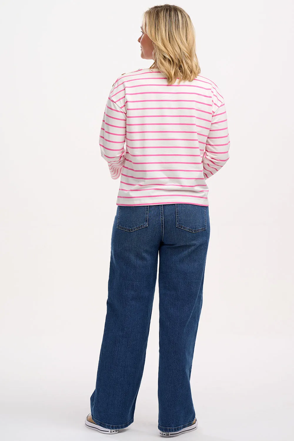 Celine Breton Top - Off-White/Pink. Smiley Flower