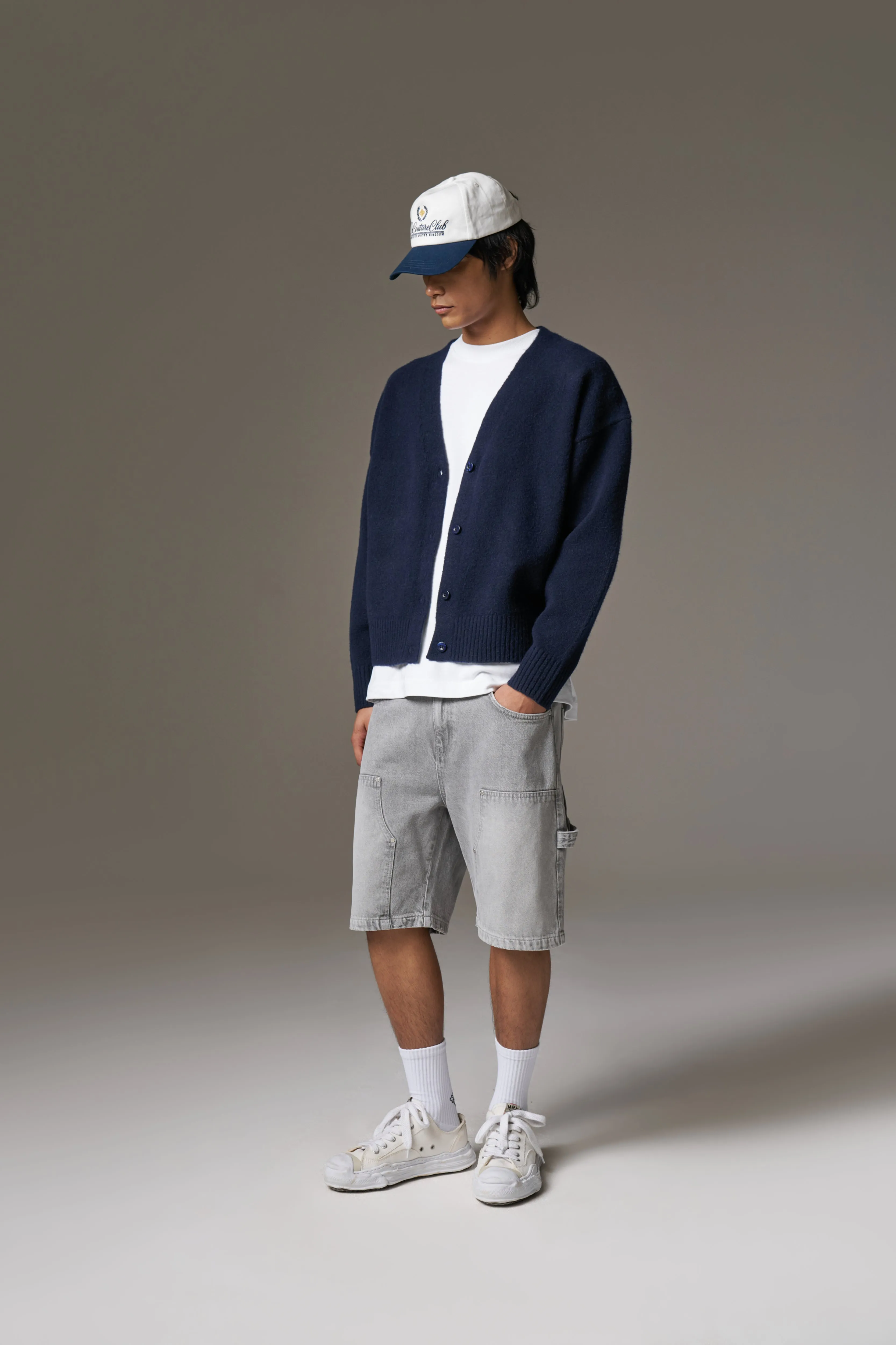 COPYRIGHT BRUSHED KNIT CARDIGAN - NAVY