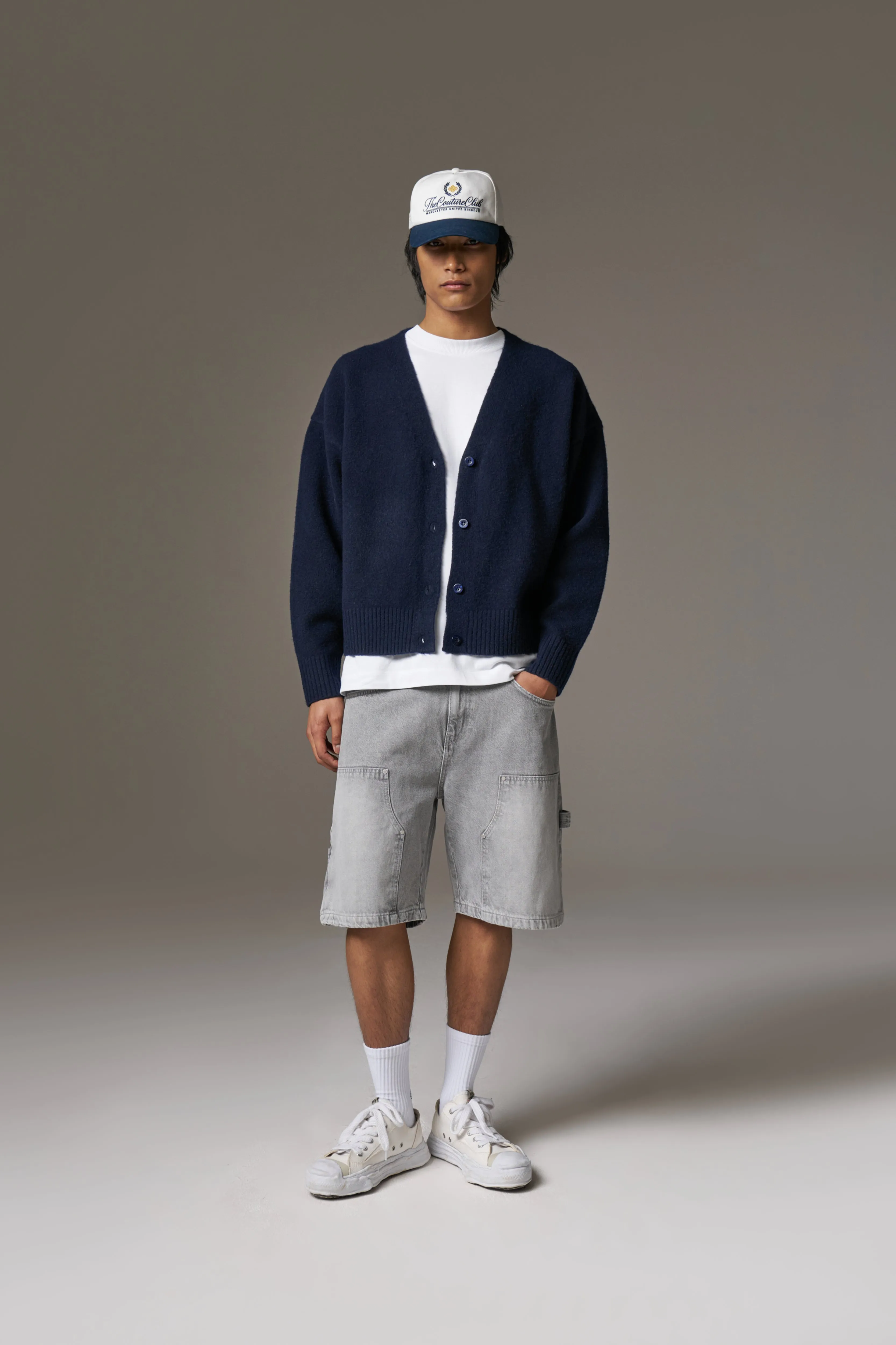 COPYRIGHT BRUSHED KNIT CARDIGAN - NAVY