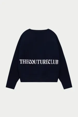 COPYRIGHT BRUSHED KNIT CARDIGAN - NAVY